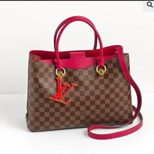 Louis Vuitton Damier Riverside Red Calfskin Leather and Epi-LV Charm Rare*